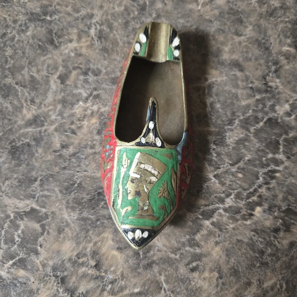 RARE ASIAN/INDIA BRASS ASHTRAY‎ SHOE SLIPPER 5